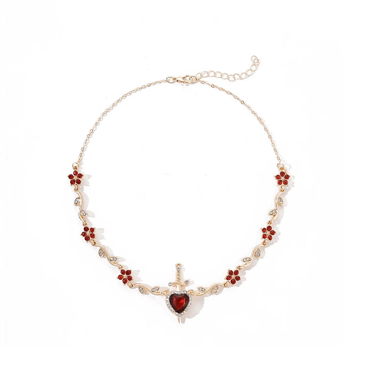 Couple Heart and Sword Necklace