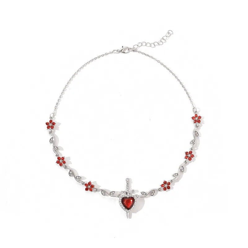 Couple Heart and Sword Necklace