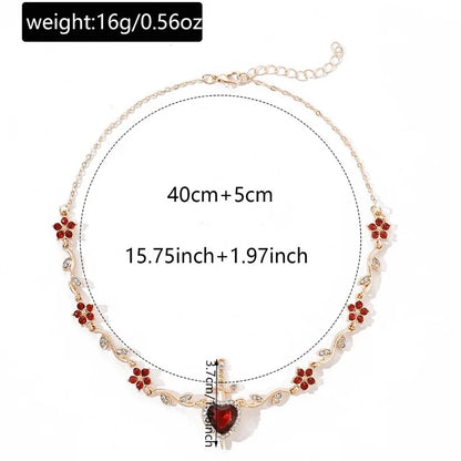 Couple Heart and Sword Necklace