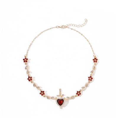 Couple Heart and Sword Necklace